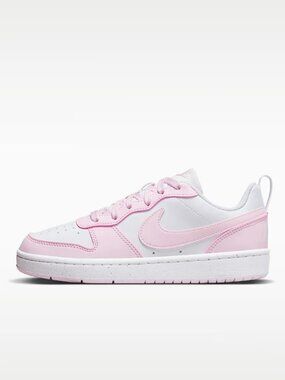 NIKE Kids' Court Borough Low Recraft Shoes Size 4Y In White/Pink Foam